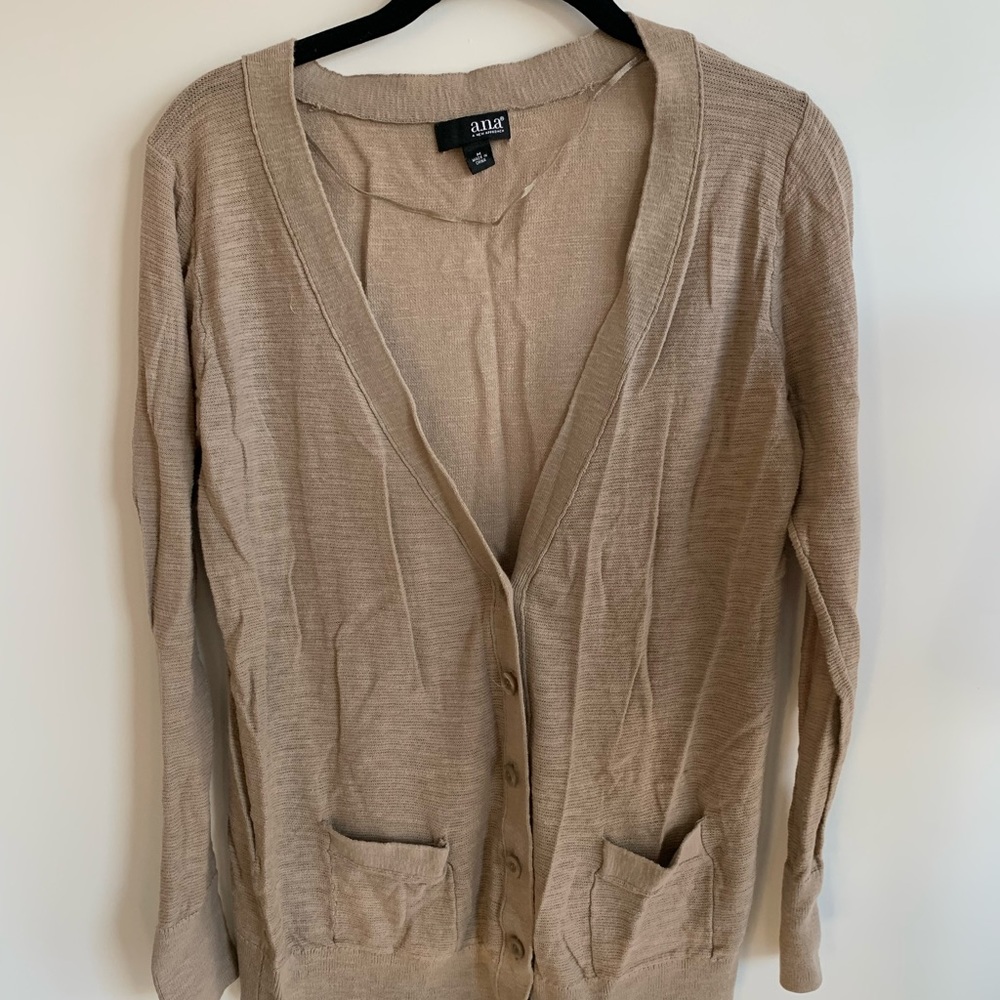 Beige a.n.a V-neck Button-down Cardigan Size M